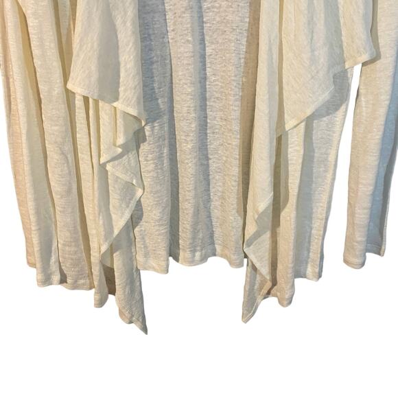 Verve Ami White 100% Linen Waterfall Draped Opened Front Cardigan Women Sz XL - Picture 6 of 7